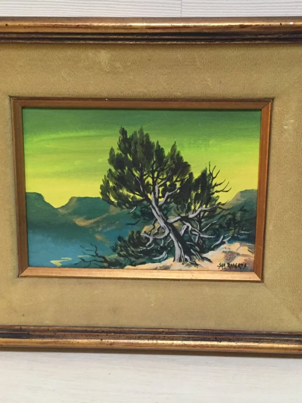 SAM A ROBERTS ORIGINAL OIL ON CANVAS TREE PAINTING 9" X 11" - Picture 1 of 6